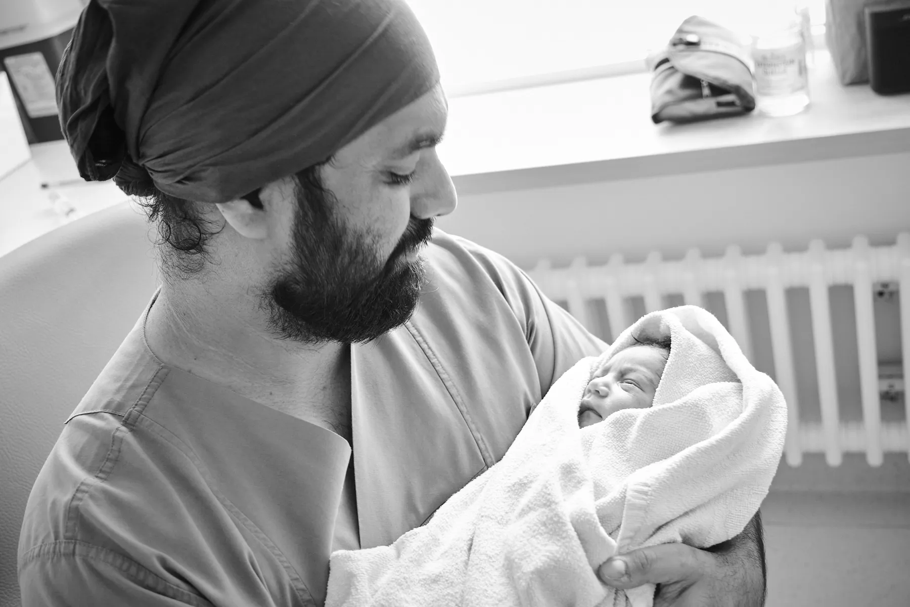 Hospital delivery room during the final stage of labour