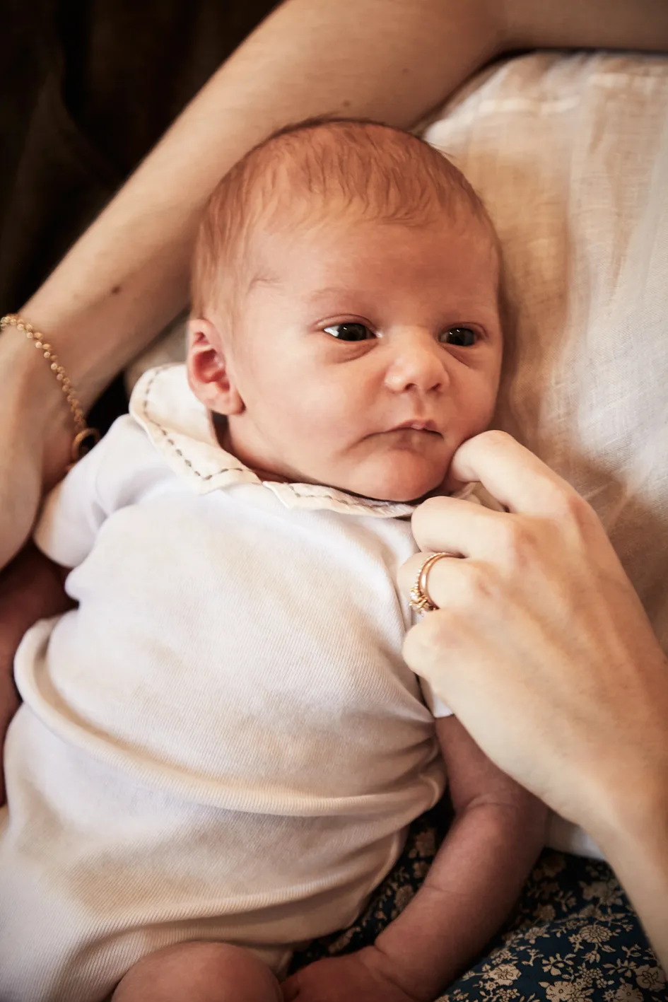 Newborn baby's first portrait a few days after birth